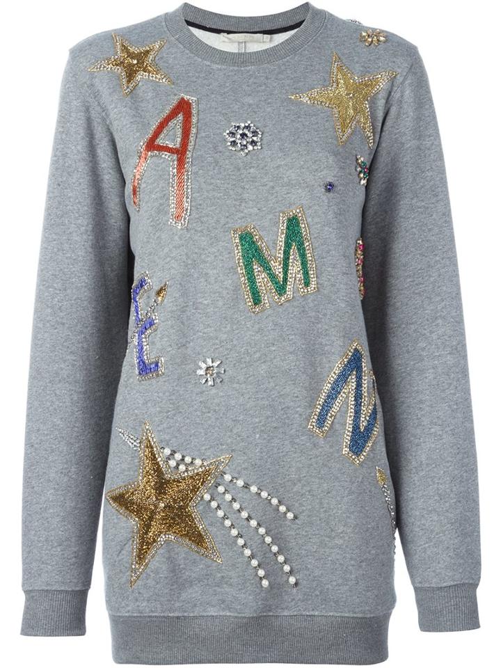 Amen Embellished Oversized Sweatshirt, Women's, Size: 42, Grey, Cotton/polyester