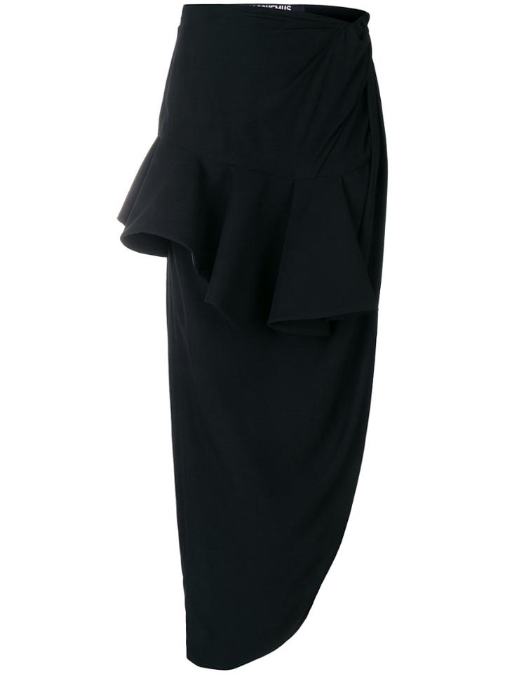 Jacquemus Off The Shoulder Asymmetric Hem Dress - Black