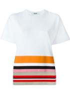 Msgm Striped Hem T-shirt, Women's, Size: S, White, Cotton
