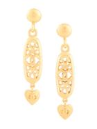 Chanel Vintage Matte Oriental Heart Swing Earrings - Gold