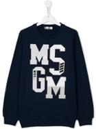 Msgm Kids Logo Print Sweatshirt, Boy's, Size: 14 Yrs, Blue
