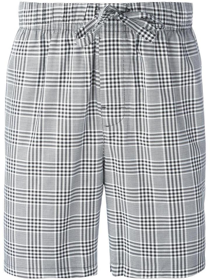 Otis Batterbee 'prince Of Wales' Checked Shorts, Men's, Size: Medium, Black, Cotton