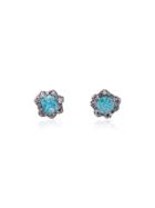 Kimberly Mcdonald 18k White Gold, Diamond And Blue Agate Studs