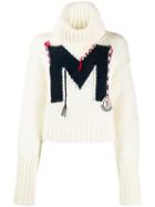 Moncler Stitched M Logo Jumper - White