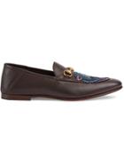 Gucci Leather Loafers With Wolf - Brown
