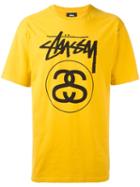 Stussy Logo Print T-shirt, Men's, Size: Xl, Yellow/orange, Cotton