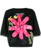 Twin-set Floral Applique Knitted Top - Black