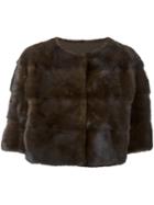 Yves Salomon Cropped Fur Jacket, Women's, Size: 40, Brown, Mink Fur/silk/polyester