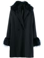 Romeo Gigli Pre-owned 1990's Fur Trimming Knee-length Coat - Blue
