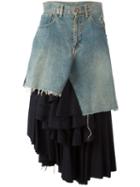 Junya Watanabe Comme Des Garçons Vintage Asymmetric Layered Ruffles Skirt, Women's, Size: Medium, Blue