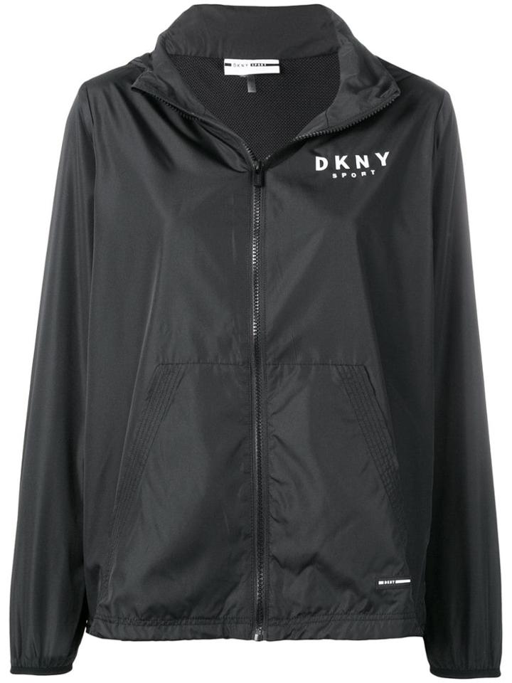 Dkny Hooded Logo Windbreaker - Black