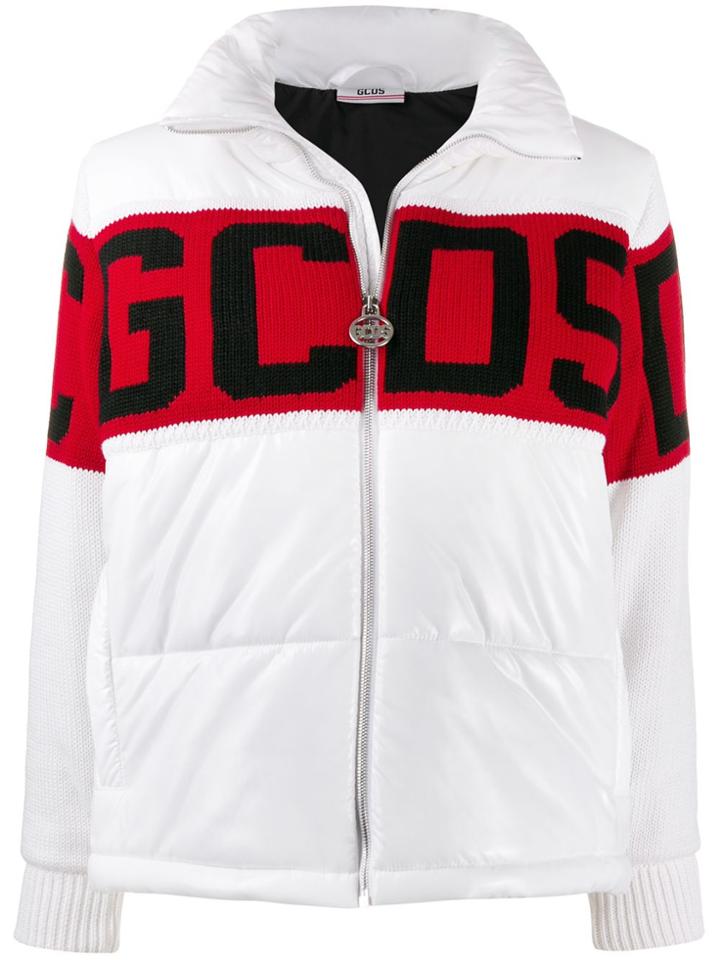 Gcds Knitted Logo Puffer Jacket - White