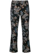 Cambio Floral And Sequin Embroidered Cropped Trousers - Black