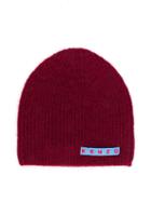 Kenzo Logo Patch Knitted Beanie - Red