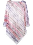 Missoni - Chevron-knit Poncho - Women - Cotton/viscose - One Size, Pink/purple, Cotton/viscose