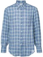 Brunello Cucinelli Checked Shirt, Men's, Size: Xxxl, Blue, Linen/flax