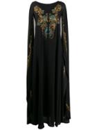 Etro Embroidered Cape Dress - Black