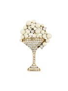 Marc Jacobs Pearl Embellished Martini Glass Pin, Women's, Metallic