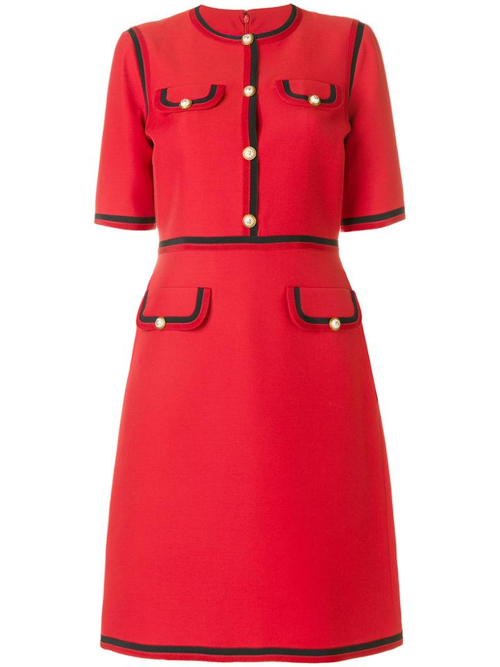 Gucci Web Trim Shift Dress - Red