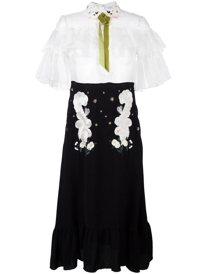 Vivetta 'liko' Embroidered Shirt Dress, Women's, Size: 40, Black, Viscose/silk