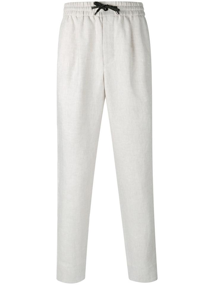 Bernardo Giusti - Drawstring Waist Trousers - Men - Linen/flax - 50, Nude/neutrals, Linen/flax