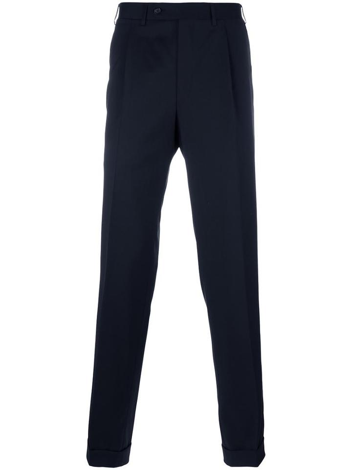 Canali Tapered Trousers, Men's, Size: 52, Blue, Wool