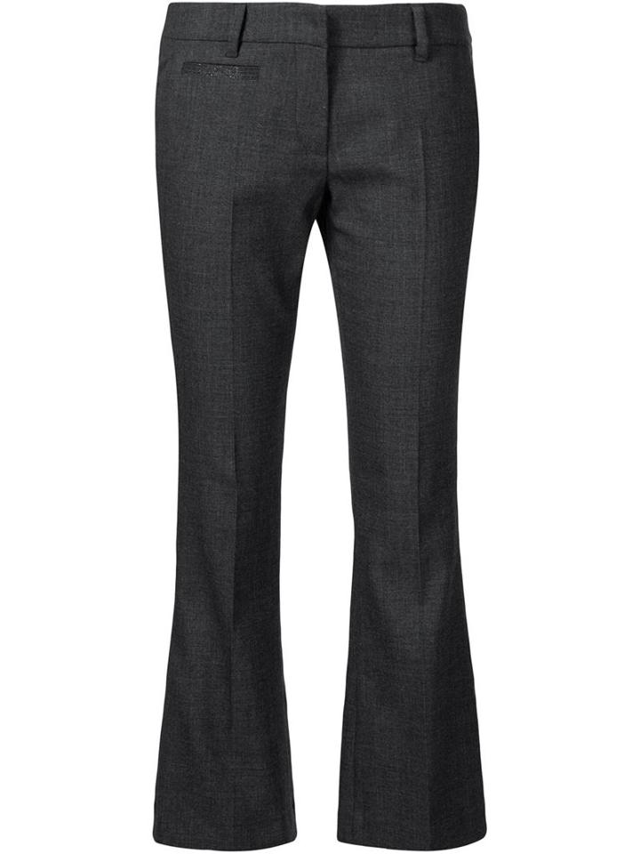 Brunello Cucinelli Kick Flare Tailored Trousers, Women's, Size: 48, Grey, Cotton/spandex/elastane/wool