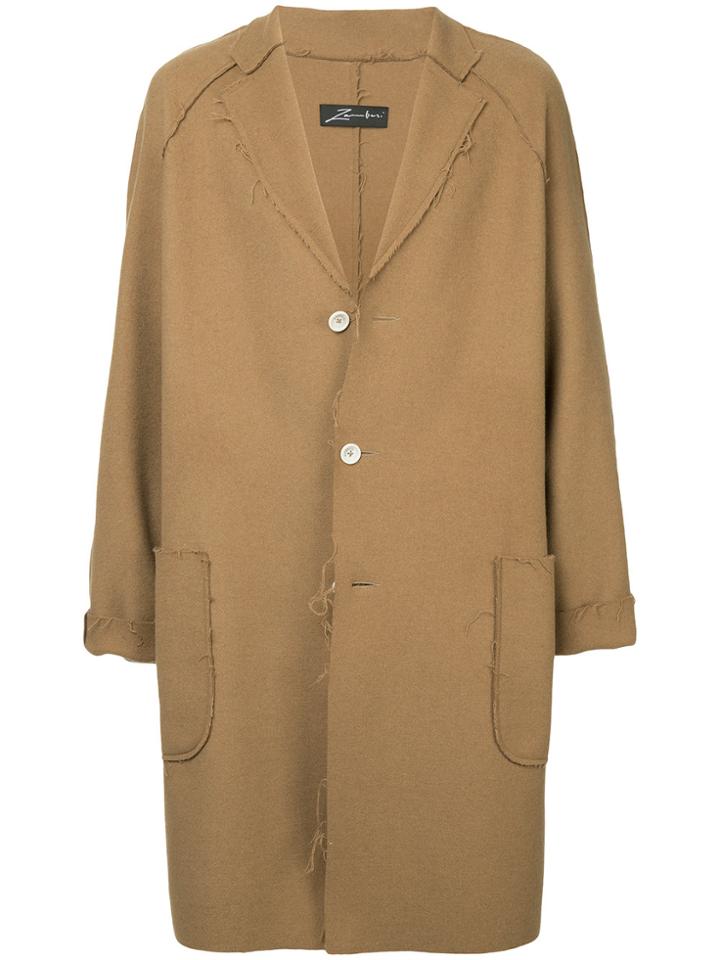 Zambesi Raw Edge Single Breasted Coat - Brown