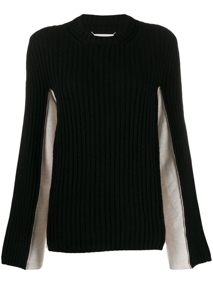Maison Margiela Two-toned Ribbed Jumper - Black