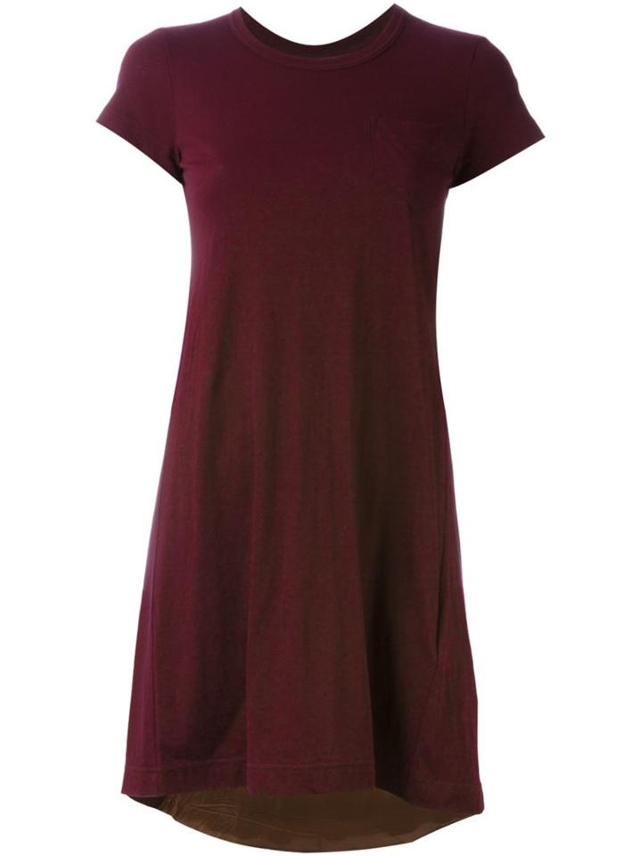 Sacai Cupro Insert T-shirt Dress, Women's, Size: 2, Pink/purple, Cotton/cupro/polyester