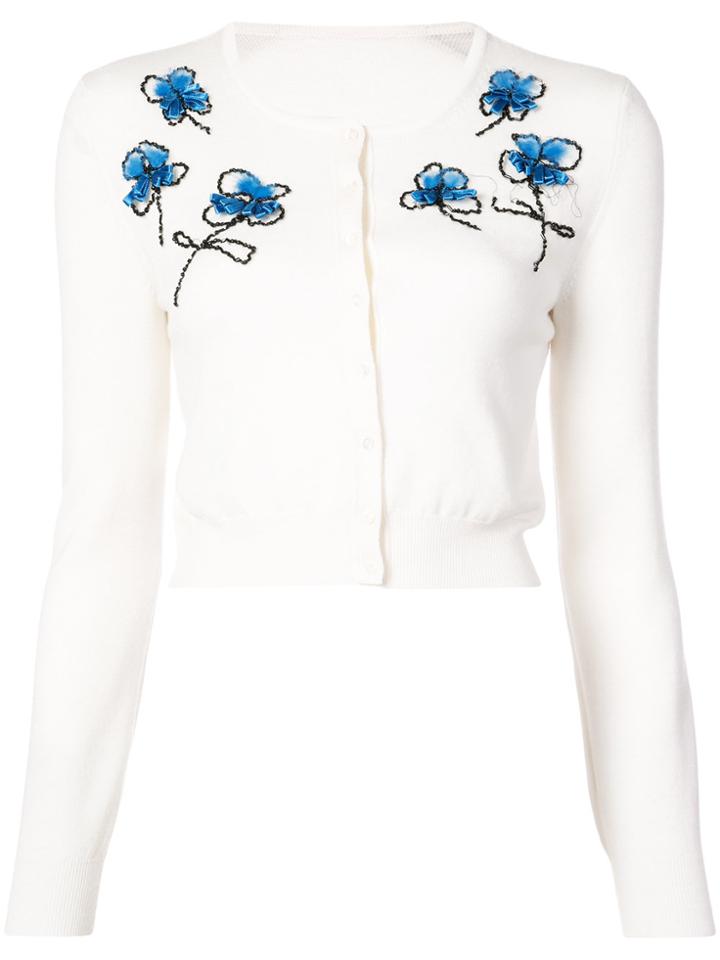 Oscar De La Renta Floral Cardigan - Nude & Neutrals