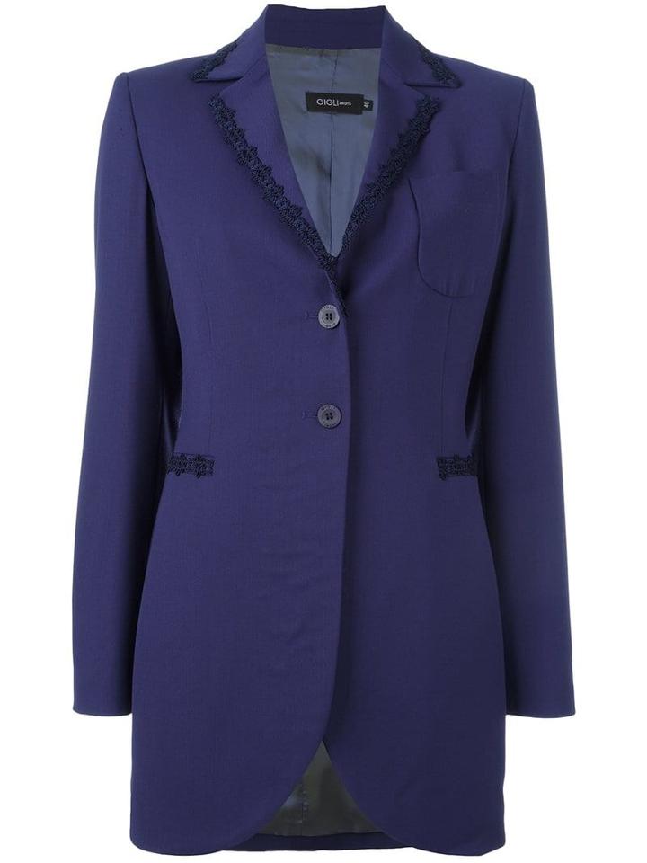 Romeo Gigli Pre-owned Embroidered Trim Jacket - Blue