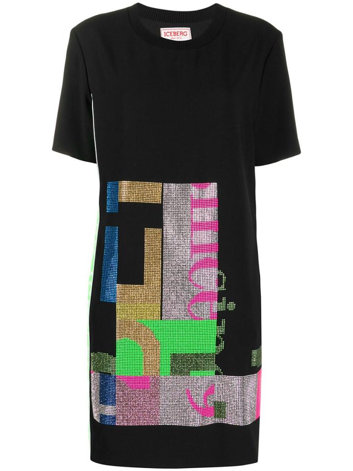 Iceberg Rhinestone-embellished T-shirt Dress - Black