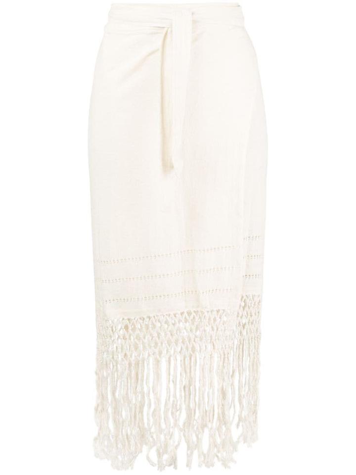 Caravana Fringed Tie Skirt - Neutrals