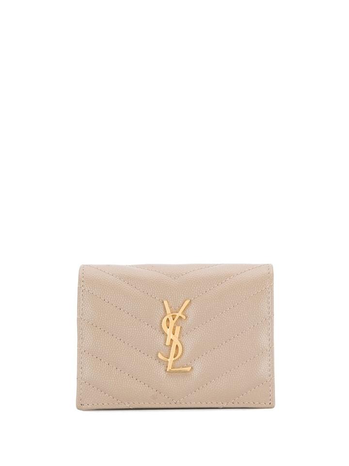 Saint Laurent Monogram Plaque Purse - Neutrals