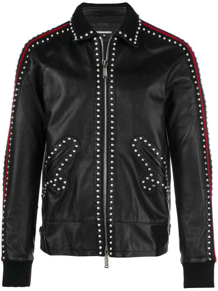 Dsquared2 Studded Leather Jacket - Black