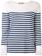 Cruciani - Striped Print Long Sleeve Top - Women - Silk/cotton - 44, Blue, Silk/cotton