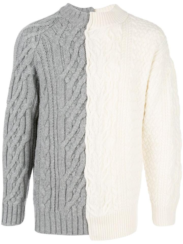 Sacai Two Tone Crew Neck Jumper - Grey