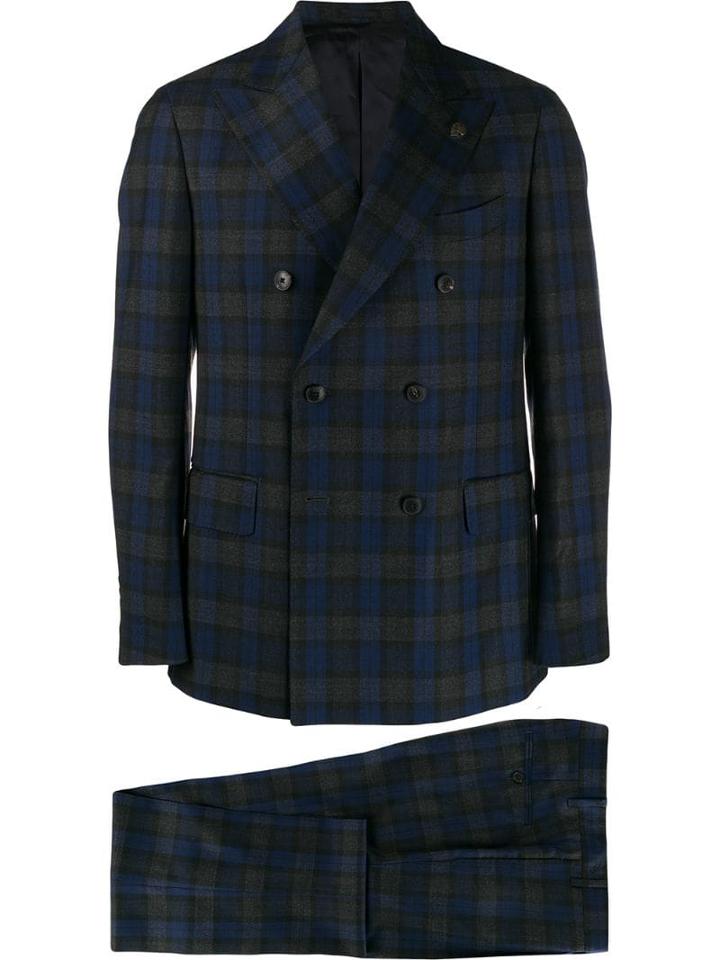 Gabriele Pasini Plaid Double-breasted Coat - Blue