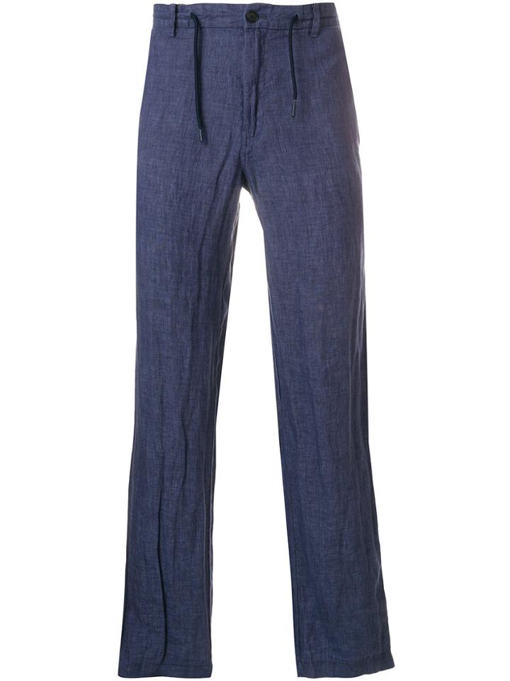 Emporio Armani Drawstring-waist Straight-leg Trousers - Blue
