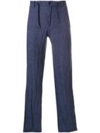 Emporio Armani Drawstring-waist Straight-leg Trousers - Blue