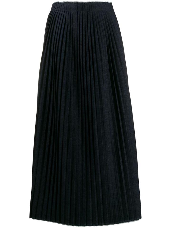 Mm6 Maison Margiela Long Pleated Knitted Skirt - Blue