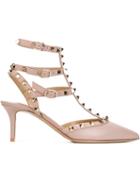 Valentino Rockstud Pumps, Women's, Size: 35, Nude/neutrals, Calf Leather/leather/metal Other