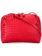 Bottega Veneta Woven Effect Crossbody Bag, Women's, Red, Leather