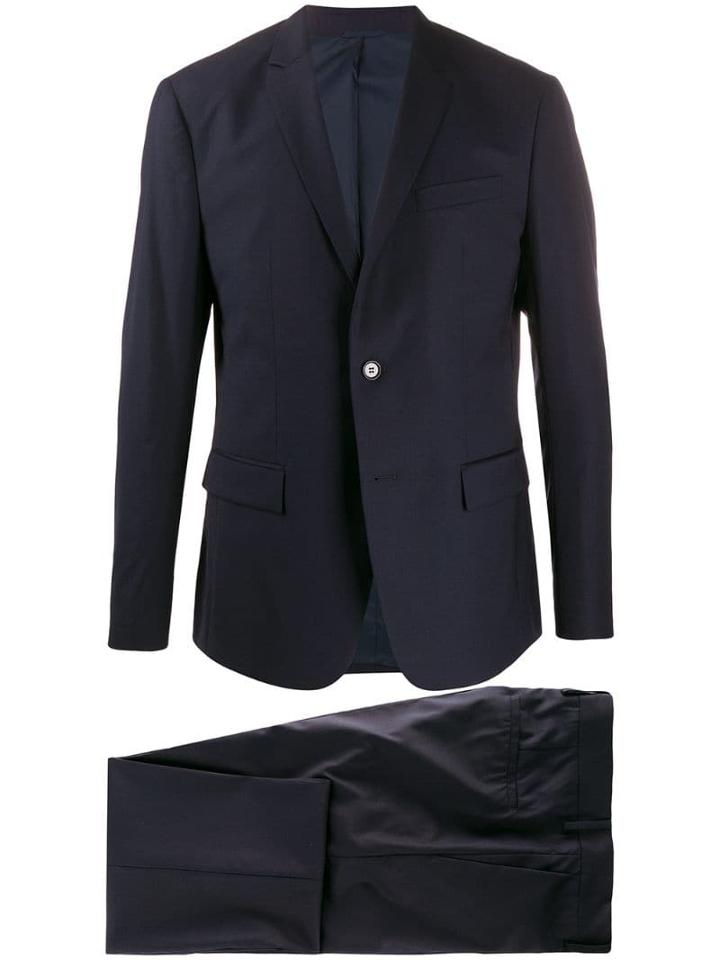 Calvin Klein Single-breasted Wool Suit - Blue
