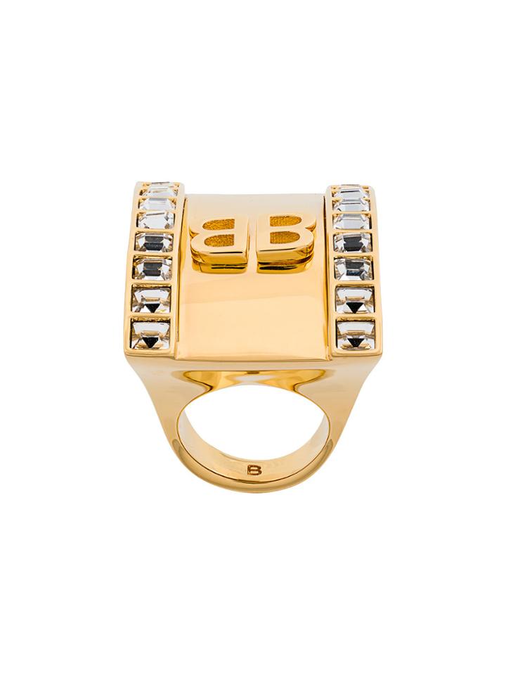 Balenciaga License Logo Ring - Metallic