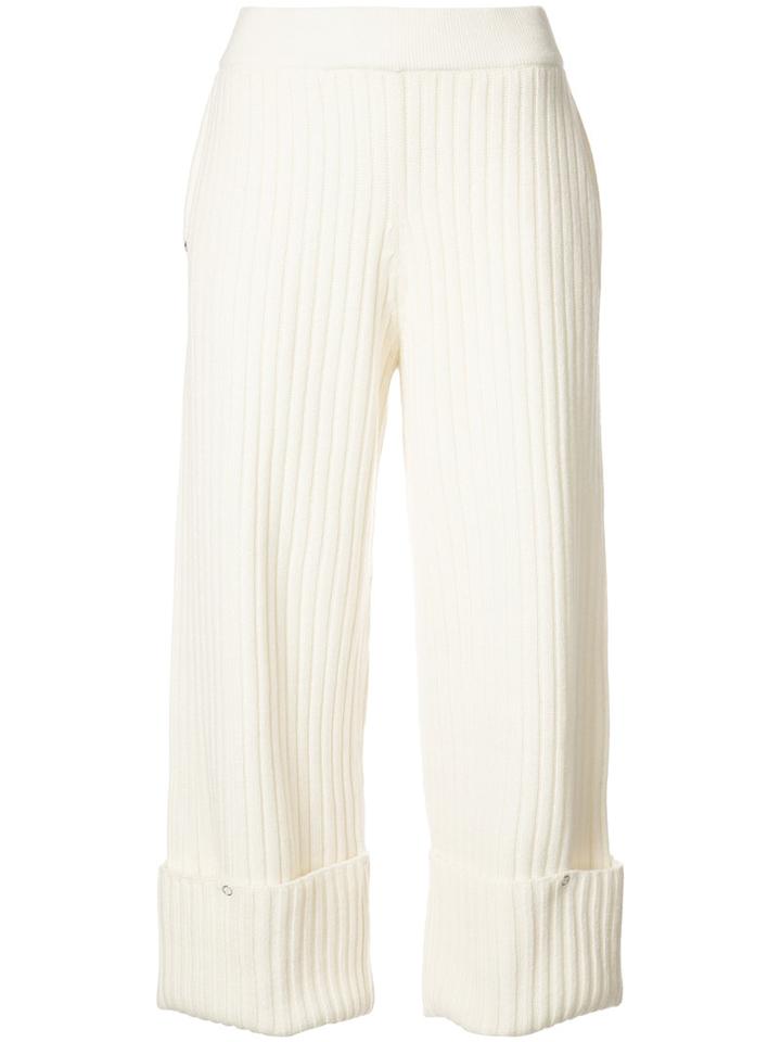Opening Ceremony - Rib Snap Knitted Crop Trousers - Women - Cashmere/wool - Xs, White, Cashmere/wool