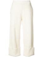Opening Ceremony - Rib Snap Knitted Crop Trousers - Women - Cashmere/wool - Xs, White, Cashmere/wool