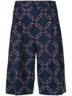 Valentino Logo Checked Shorts - Blue