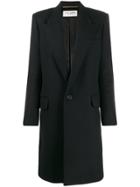Saint Laurent Peaked Collar Single-breasted Coat - Black